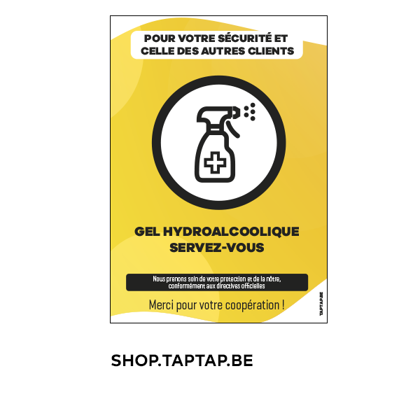 Autocollant "GEL HYDROALCOOLIQUE servez-vous" 