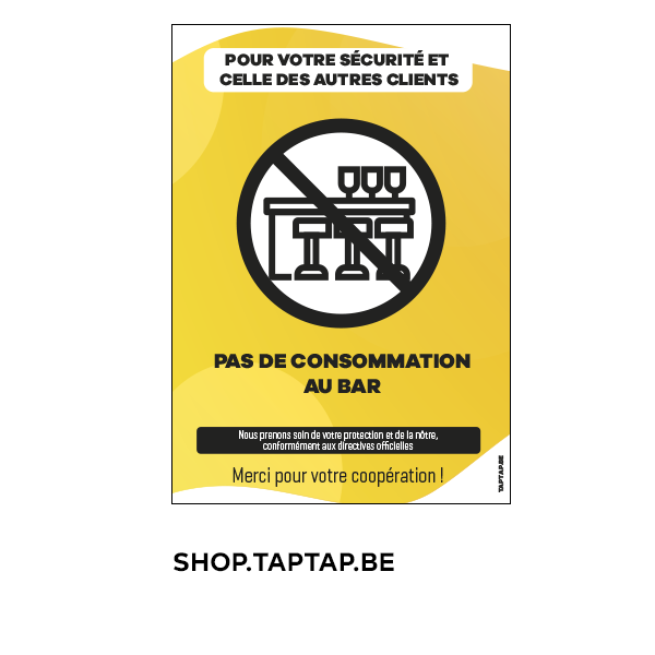 Autocollant &quot;PAS DE CONSOMMATION AU BAR&quot;