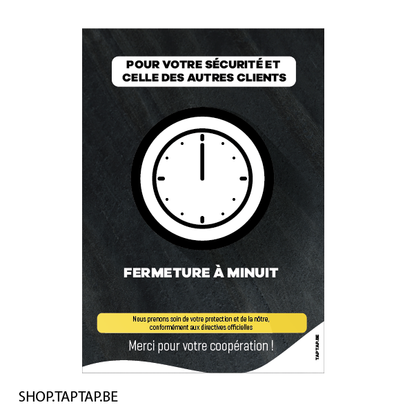 Autocollant HORECA &quot;Fermeture à minuit&quot;