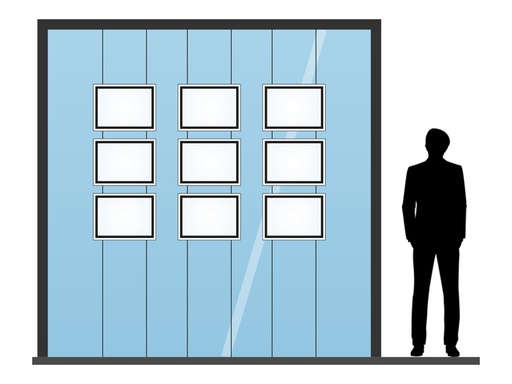 Pack vitrine 9 porte-affiches lumineux A3